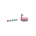 Purple Frosted Glass Washbasin With Multiple Colors Option And Black Faucet