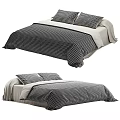 Stylish Double Bed With Black And White Polka Dot Duvet Cover And Pillowcases
