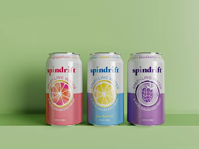 Spindrift Sparkling Water with Blood Orange Lemon and Blackberry Flavors in Colorful Cans 3d model