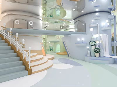 Modern Indoor Playground With Soft Color Scheme And Dreamy Layout 3d model