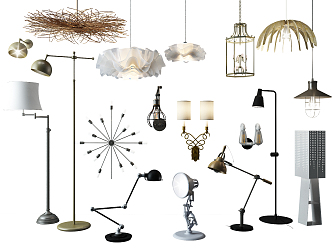 Modern lamp combination chandelier table lamp floor lamp spotlight lamp combination 3d model