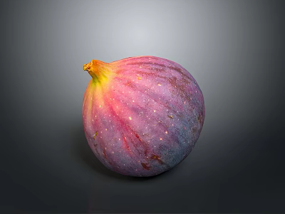 Fresh Purple Pink Fig with Water Droplets on Surface Against Gray Background 3d model