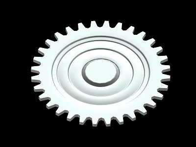 White Mechanical Gear With Toothed Edges And Circular Structure On Black Background 3d model