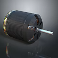 Black Electric Motor With Cylindrical Housing Label And Metal Shaft Mechanical Component