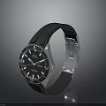 Stylish Black Wristwatch With Silver Case And Silicone Strap For Daily Life