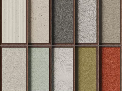 Decorative Wall Panels With Various Colors Different Textures And Wooden Frames For Interior Design 3d model