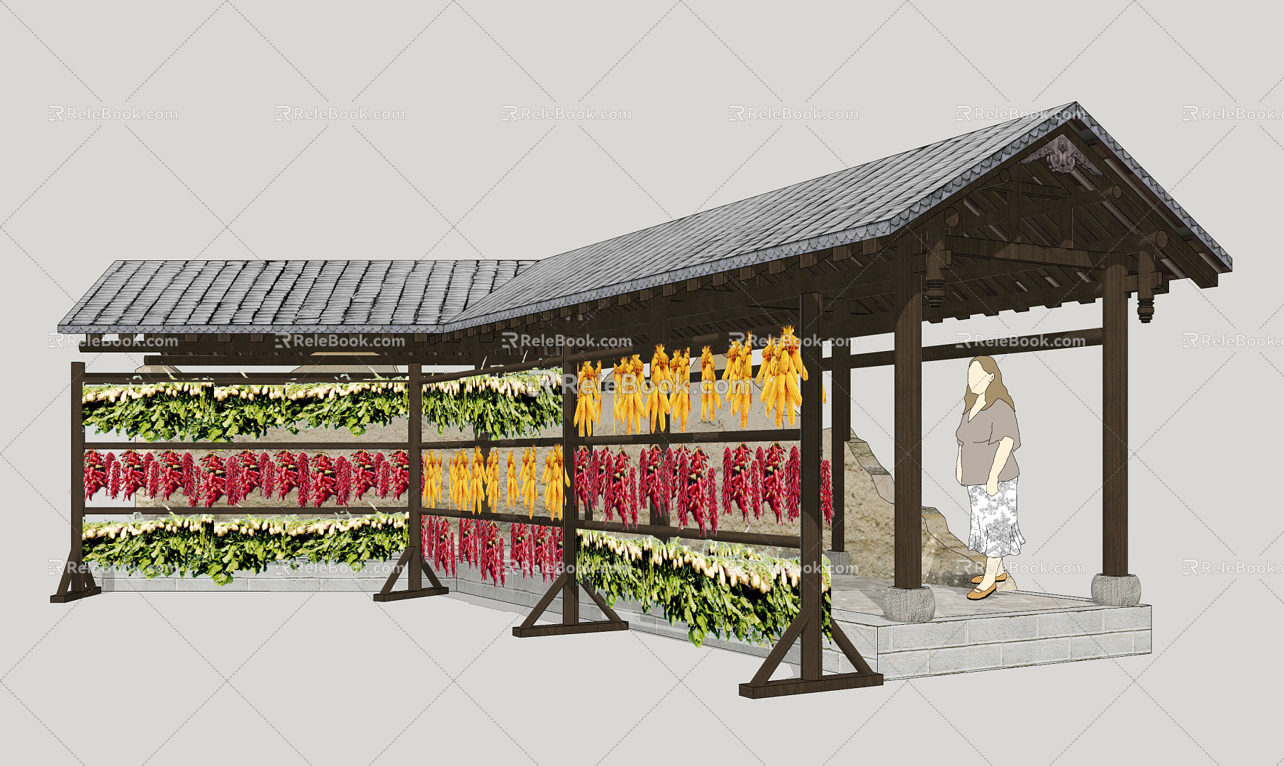 Chinese Style Corridor Folk Landscape Corridor 3d model