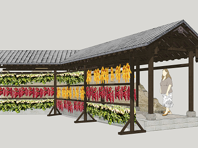 Chinese Style Corridor Folk Landscape Corridor 3d model