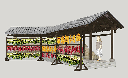 Chinese Style Corridor Folk Landscape Corridor 3d model