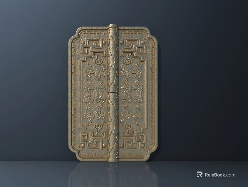 Golden Decorative Handle with Intricate Carved Patterns and Classic Design for Furniture or Door 3d model 