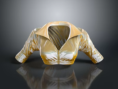 Golden Shiny Metallic Short Sleeve Blouse With Collar And Reflection Effect 3d model