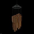 Lush Green Garden Plant With Hanging Copper Tube Wind Chime Decoration