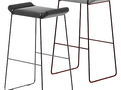 Modern Bar Stools With Sleek Metal Frame And Comfortable Leather Seat 3d model