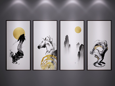 Chinese Ink Painting Decorative Hanging Painting model