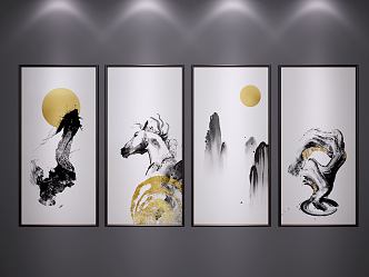 Chinese Ink Painting Decorative Hanging Painting 3d model