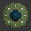 Detailed Green UFO With Shiny Blue Dome And White Circular Spots In Cosmic Background