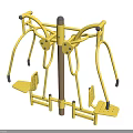 Yellow Outdoor Sports Equipment With Metal Frame Central Pole Foot Pedals And Handrails