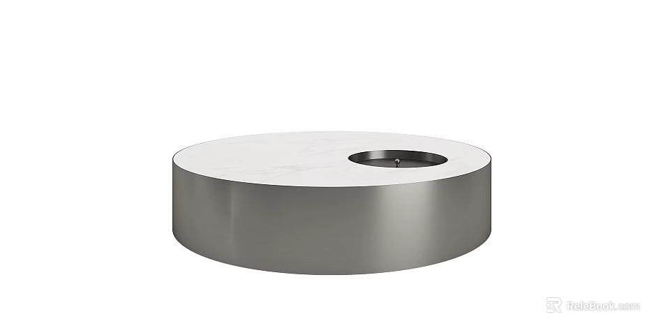 Sleek Metal Round Coffee Table With Smooth Surface And Central Hole 3d model