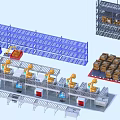 Industrial Equipment For Automated Production Line With Robotic Arms And Conveyor Belts