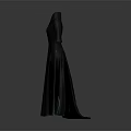 Black Long Dress With High Neck Mid Length Sleeves Fitted Waist And Metal Buckle Details