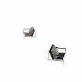 Modern Leisure Chair with Metal Frame Leather Seat and Geometric Pattern Pillow