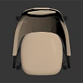 Beige Upholstered Accent Chair with Headrest Black Metal Five Star Base Modern Design
