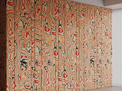 Patterned Decorative Wardrobe With Colorful Red Orange Black Beige Abstract Design 3d model