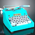 Stylish Turquoise D LOX Typewriter Featuring Hexagonal Keys And Retro Design