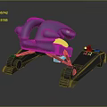 Smart Machine With Purple Mechanical Arm Black Base And Green Indicator Lights 3d model
