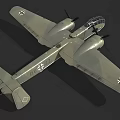 Vintage Twin Engine Propeller Fighter Jet With Transparent Nose Cockpit And Streamlined Metallic Body