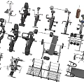 Variety Of Home Gym Sports Equipment Including Treadmill Dumbbells Barbells And Machines