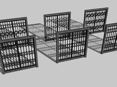 Decorative Black Iron Entrance Gates With Intricate Patterns Design 3d model