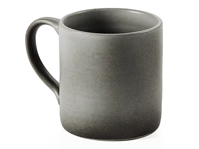 Simple Gray Ceramic Mug With Handle And Matte Surface Finish Design 3d model