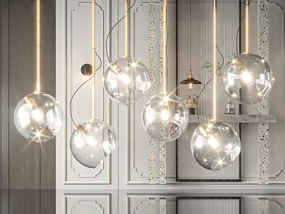 Modern Glass Globe Pendant Lights For Bright Interior Living Room Decorative Design 3d model