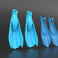 Blue Swimming Fins Two Pairs With Different Design Styles For Water Activities