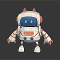 Low Poly Robot Character With White Blue Orange Design For Game And Animation Projects 3d model