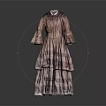 Vintage Red Brown White Plaid Dress with Pleated Design Long Sleeves and Layered Skirt