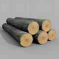 Natural Stone Wood Logs Stacked With Round Cross Sections And Bark