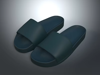 Comfortable Dark Blue Slippers With Simple Design Non Slip Sole For Home Use 3d model