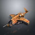 Futuristic Scifi Aircraft Model Featuring Brown Exterior And Weapon Details