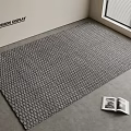 Gray And White Geometric Pattern Square Rug For Modern Living Room With Open Magazine