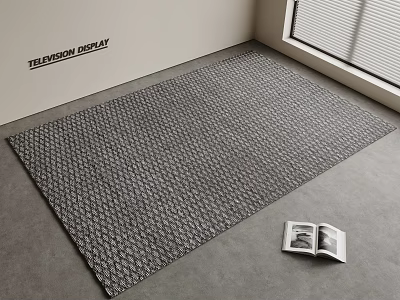Gray And White Geometric Pattern Square Rug For Modern Living Room With Open Magazine 3d model