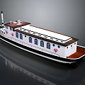 Vintage Passenger Steamship With White Hull Wooden Deck And Life Rings