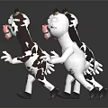 Cute Cow Dolls In Walking Pose With Various Colors And Dark Background Reflections 3d model