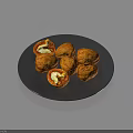 Fresh Walnuts On Black Plate With Peeled Kernels And Whole Nuts