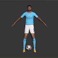 Soccer Player Model In Light Blue Manchester City Jersey With White Shorts And Soccer Ball