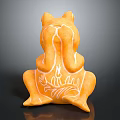 Orange Sitting Frog Statue With Clasped Hands And White Back Patterns 3d model
