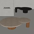 Modern Round Nesting Coffee Tables For Living Room With Checkerboard Pattern And Textured Legs