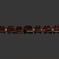 Red Model Trucks Arranged In A Row For Display And Collection 3d model