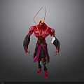 Detailed Red And Purple 3D Character With Decorative Costume And Headpiece